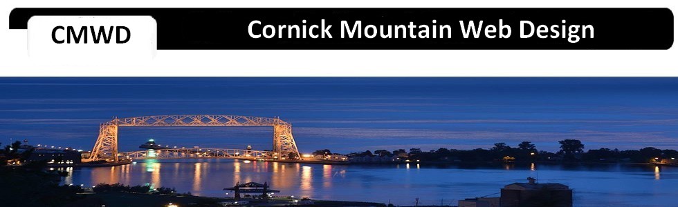 cornick mountain web design artistic logo of lake superior lift bridge at duluth, mn port